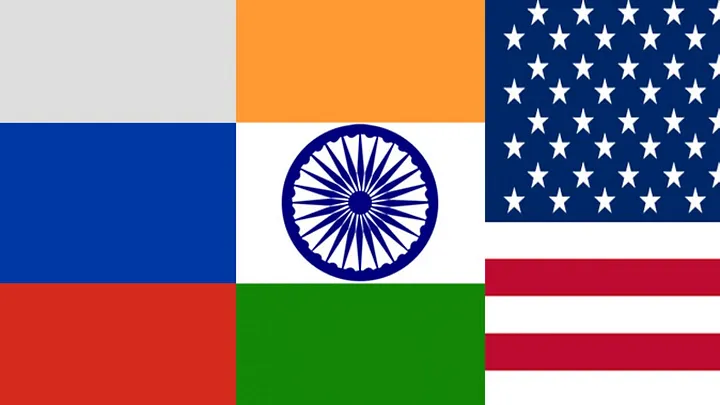 Indian Flag, Russian Flag, USA Flag